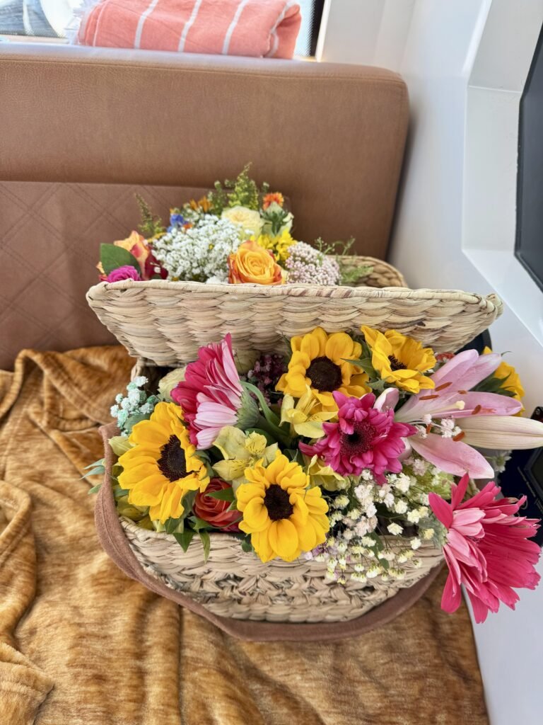 Basket of seasonal flowers