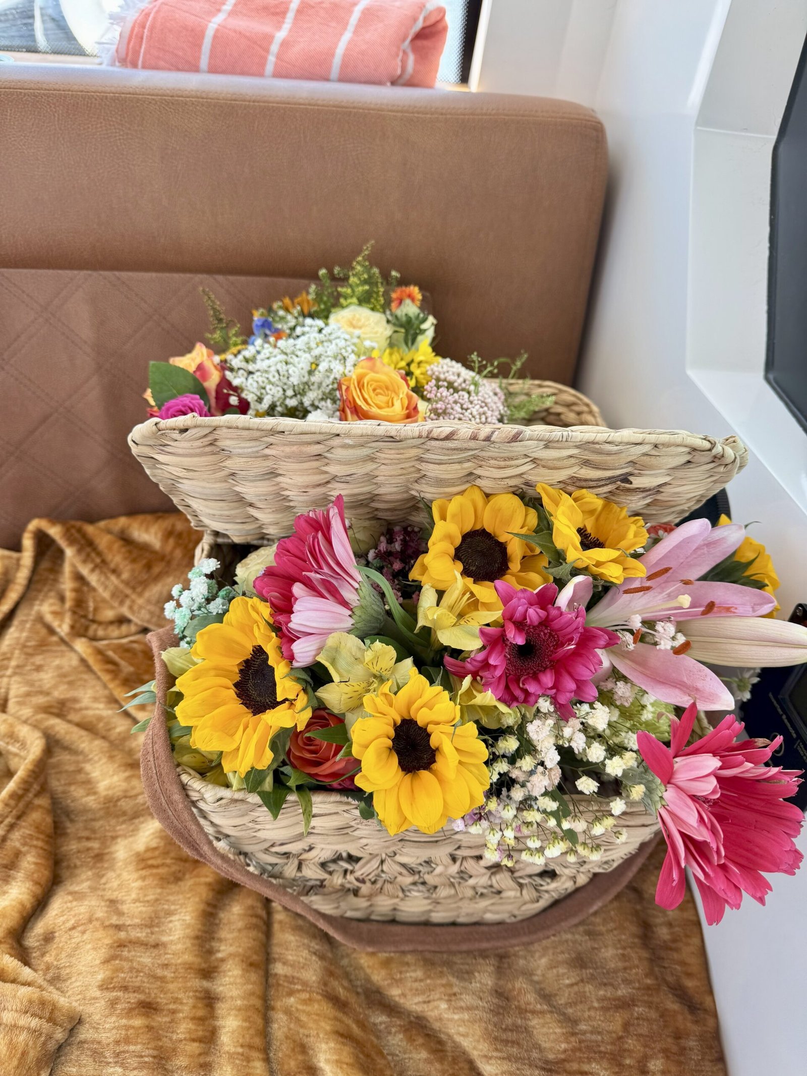 Basket of seasonal flowers